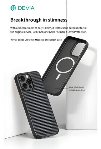 Devia Kevlar Magnetic iPhone 16 Pro Max černá / Ochranný kryt / Ultratenký / Odolný proti nárazu