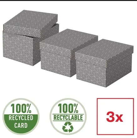 Esselte Home S šedá / Úložný box / sada 3 ks / lepenka
