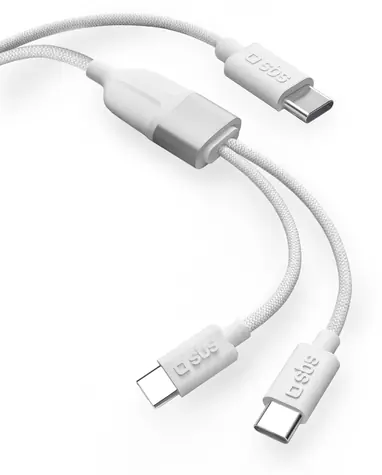 SBS Rozdělovací kabel 3x USB-C bílá / Kabel / 60 W / 1,5 m