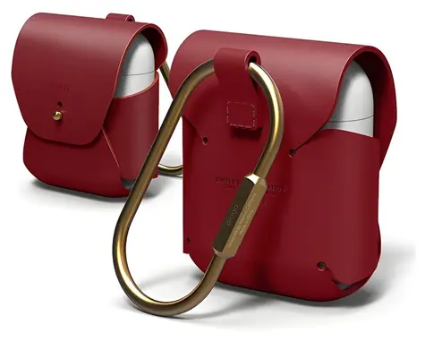 Elago AirPods Leather červená / Pouzdro / kůže