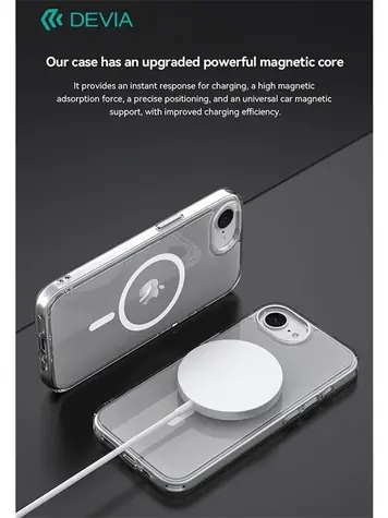 Devia Pure Clear Magnetic čirá / Kryt / Apple iPhone 16e a 17e / magnetický / odolný proti nárazu