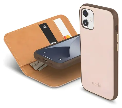 Moshi Overture Luna Pink / Pouzdro / Odnímatelná magnetická peněženka / Apple iPhone 12 mini