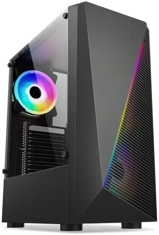 1stCOOL SHARK 2 černá / PC skříň / Middle Tower / Bez zdroje / USB 3.0 / RGB ventilátor / tvrzené sklo