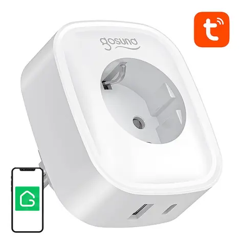 Gosund SP6 bílá / Chytrá zásuvka / 16A / USB-C 20W PD / Wi-Fi, Bluetooth / Tuya