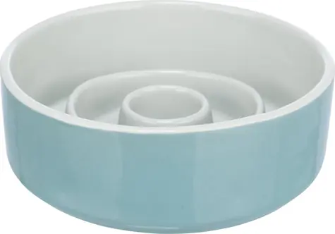 TRIXIE Keramická miska proti hltání šedomodrá / Miska pro psy a kočky / 0,45 l / o 14 cm