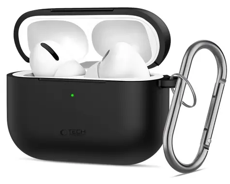 Tech-Protect Silicone Hook Case černá / Pouzdro / pro Apple AirPods Pro 3 / silikonové s karabinou