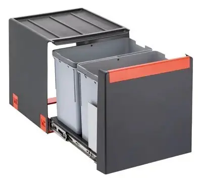 Franke Sorter Cube 40 černo-šedá / Odpadkový koš / tříděný odpad / 2 x 14 l / ruční výsuv