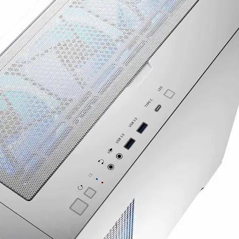 MODECOM Horizon ARGB bílá / Skříň / E-ATX / tvrzené sklo / 3x 140mm ARGB / 1x USB-C / 2x USB 3.0