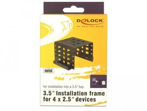 DeLock instalační rámeček 4x 2.5" do 3.5" černá / Rámeček pro HDD/SSD / Kov / Interní