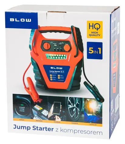 Blow Startovací stanice s kompresorem 5v1 / Startovací zdroj / 12 Ah / 400 A / vzduchový kompresor / svítilna