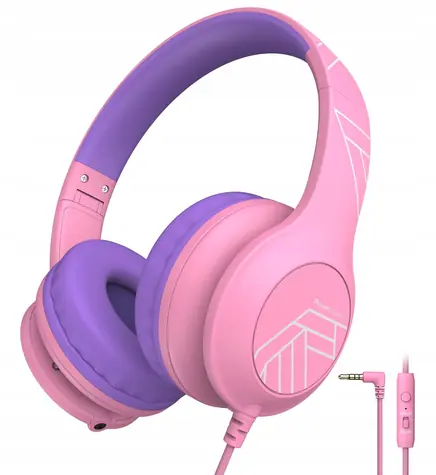 PowerLocus PLED Kids růžová / Dětská bezdrátová sluchátka s mikrofonem / Bluetooth