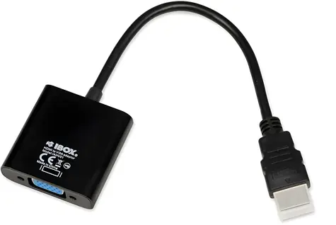 iBox IAHV01 černá / Adaptér HDMI na VGA / HDMI (M) - D-Sub VGA (F) / Full HD 1080p