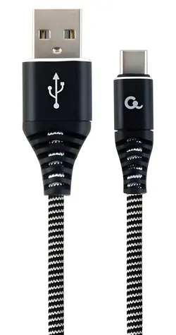 Gembird CABLEXPERT USB-C kabel černo-bílá / Kabel / USB 2.0 A(M) - USB-C(M) / 2 m / opletený