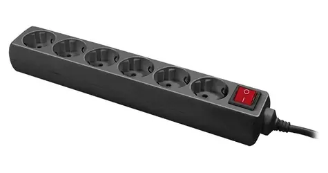 LogiLink LPS202B černá / Zásuvkový blok / 6 zásuvek / 3500 W / 1,4 m / vypínač