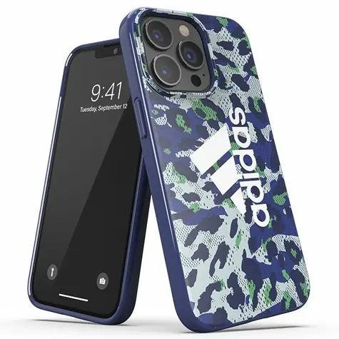 Adidas Snap Case Leopard modrá / Pouzdro / pro Apple iPhone 13, 13 Pro / potisk Leopard