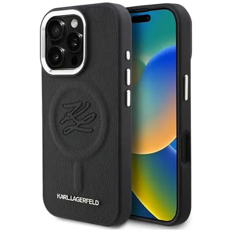 Karl Lagerfeld Initial & Metal Logo MagSafe černá / Zadní kryt / Apple iPhone 16 Pro