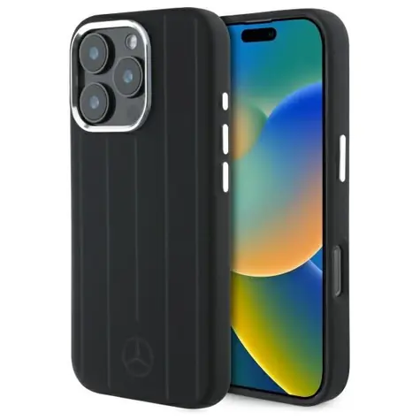 Mercedes Silicone Stripes MagSafe iPhone 16 Pro Max černá / Zadní kryt / Silikon / MagSafe