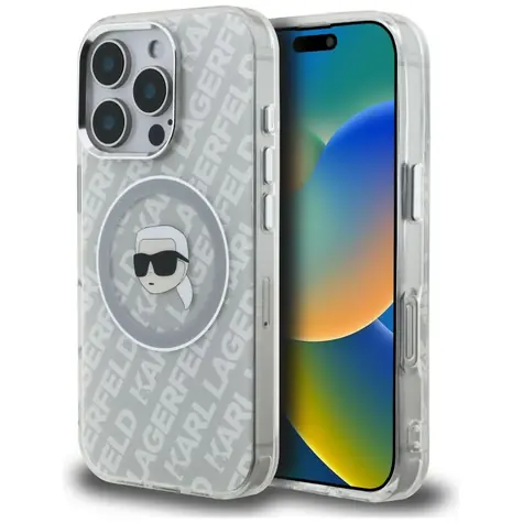 Karl Lagerfeld IML Karl Head Logo šedá / Kryt / iPhone 16 Pro Max / MagSafe