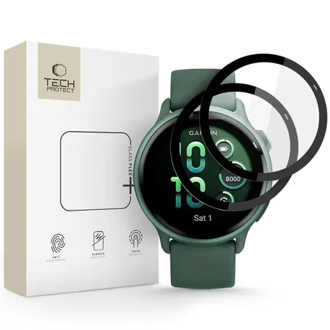 Tech-Protect Glass Flex+ pro Garmin Vivoactive 6 černé / Ochranné sklo / Hybridní / 2 ks