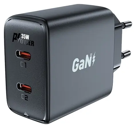 Acefast A49 PD35W GaN nabíječka černá / 2x USB-C / 35W