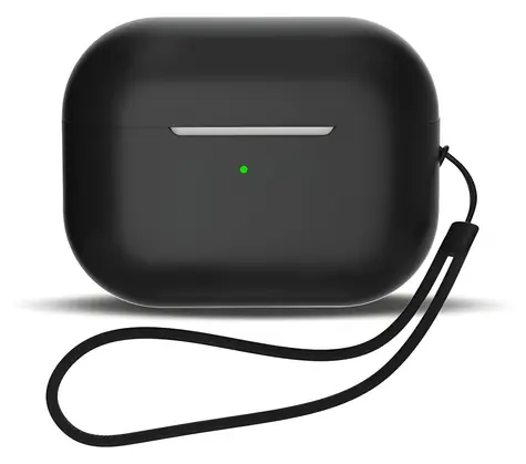 Hurtel Silicone Case AirPods 1. a 2. generace černá / Pouzdro / silikon / poutko na zápěstí