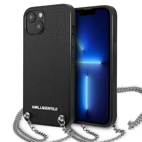 Karl Lagerfeld KLHCP13SPMK iPhone 13 mini černá / Zadní kryt / Kůže / Řetízek