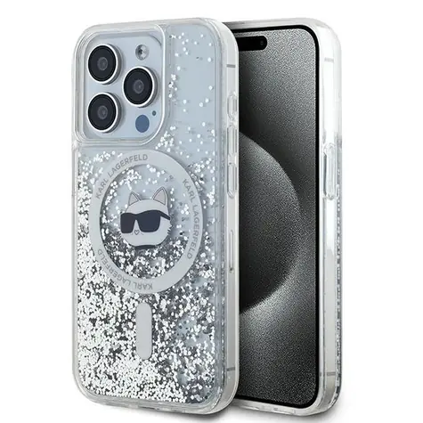 Karl Lagerfeld Liquid Glitter Choupette Head MagSafe čirá / Kryt / pro Apple iPhone 14 Pro Max