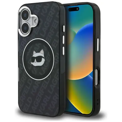 Karl Lagerfeld IML Choupette Head Logo černá / Zadní kryt pro iPhone 16 / MagSafe