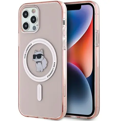 Karl Lagerfeld IML Choupette růžová / Zadní kryt / iPhone 12/12 Pro / MagSafe