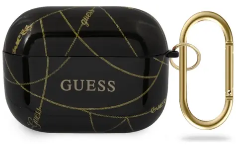 Guess Gold Chain Collection pouzdro pro Apple AirPods Pro černá / Pouzdro