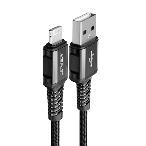 Acefast C1-02 černá / Kabel / USB-A (M) - Lightning (M) / 1,2 m / MFi / 2,4A
