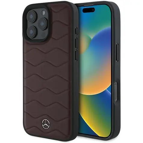 Mercedes MB Waves Leather červená / Zadní kryt / kožený / pro Apple iPhone 16 Pro Max