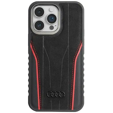 Audi Genuine Leather MagSafe černá/červená / Zadní kryt / iPhone 14 Pro Max / pravá kůže