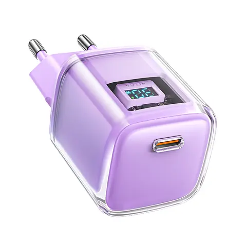 Acefast A53 fialová / Nabíječka / GaN / PD 30W / USB-C / displej