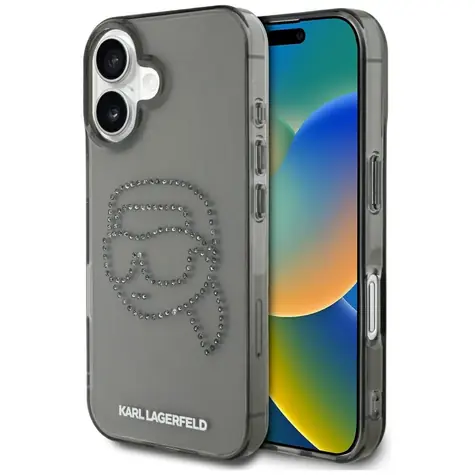 Karl Lagerfeld IML Rhinestones Karl Head černá / Zadní kryt pro iPhone 16