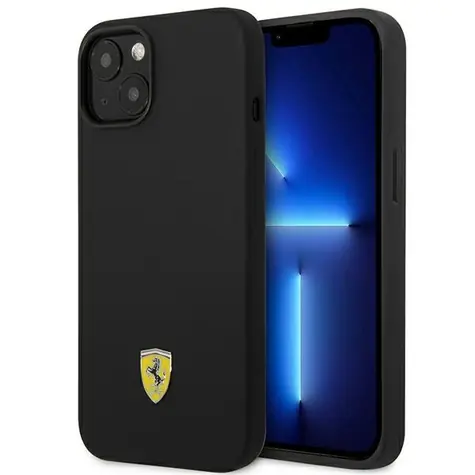 Ferrari Silicone Metal Logo iPhone 14 černá / Zadní kryt / Silikon / Kovové logo
