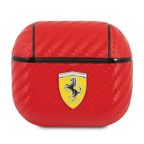 Ferrari On Track Carbon červená / Pouzdro / pro Apple AirPods 3 / PU