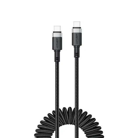 Acefast C14-03 černá / Kabel / USB-C - USB-C / pružinový / 480 Mbit/s / 1,2 m / 3 A