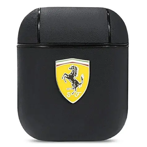 Ferrari On Track Leather pouzdro pro Apple AirPods černá / Pouzdro / Kožené