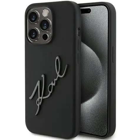Karl Lagerfeld Silicone Karl Script černá / Zadní kryt / Apple iPhone 15 Pro