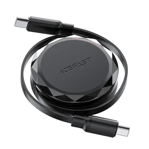 Acefast Kabel USB-C (M) - USB-C (M) navíjecí černá / 60W