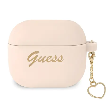 Guess Charm Heart růžová / Pouzdro / AirPods 3 / Silikonové