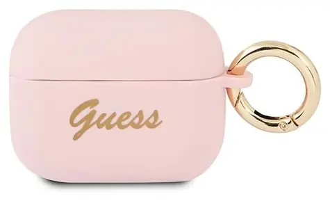 Guess GUAPSSSI růžová / Pouzdro pro Apple AirPods Pro / Silikonové / Vintage Script