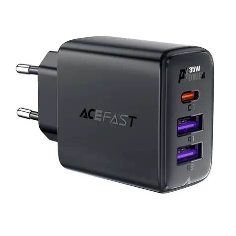 Acefast A57 PD35W GaN nabíječka černá / 3 porty / 2x USB-A / 1x USB-C / 35W
