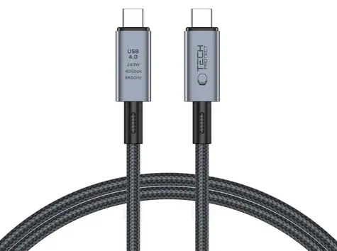 Tech-Protect UltraBoost Max šedá / Kabel / USB-C 4.0 - USB-C 4.0 / PD 240W / 40Gbps / 8K / 1m