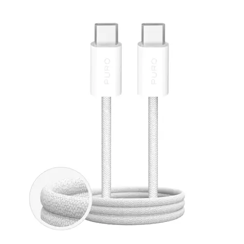 Puro Fabrik FABK4 bílá / Kabel USB-C (M) - USB-C (M) / 1 m / 240 W / opletený