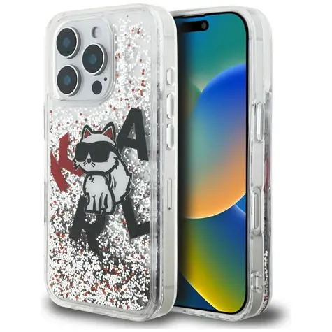 Karl Lagerfeld Liquid Glitter Choupette Logo čirá / Kryt / Apple iPhone 16 Pro Max