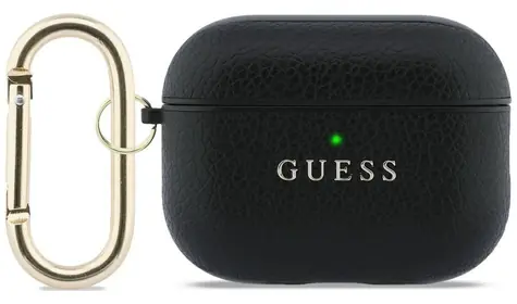 Guess Grained Classic Logo AirPods Pro 3 černá / Pouzdro / Umělá kůže