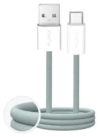 Puro Fabrik 2.0 zelená / Datový kabel USB-A - USB-C / opletený / 10 W / 1,5 m