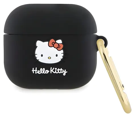 Hello Kitty Pouzdro 3D Kitty Head pro AirPods 3 černá / Pouzdro / AirPods 3 / Silikon